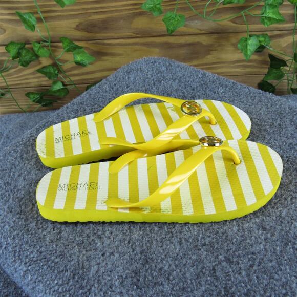 Michael Kors Women's Flip Flop Yellow Synthetic Sz 8 Medium Gently Used 2025 - Picture 3 of 6